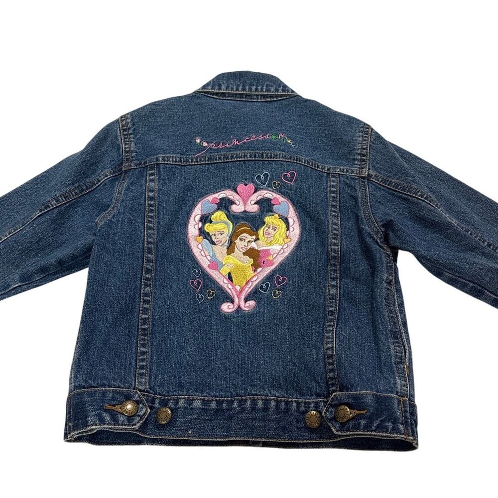Vintage Disney Kids XS Girls Princess Embroidered Denim Jacket Fairy Y2k